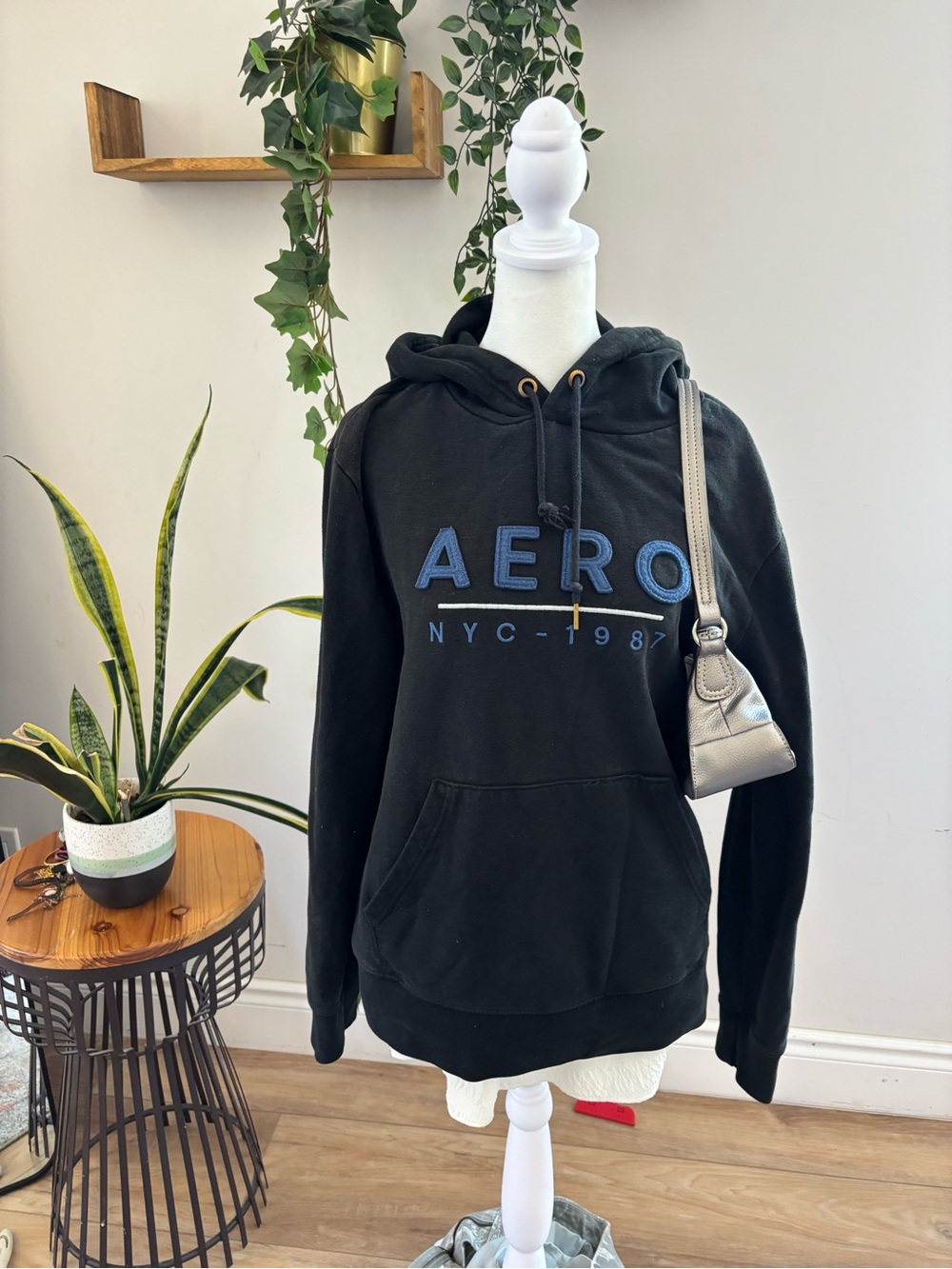 Aeropostale Black Hoodie with Blue AERO Logo
